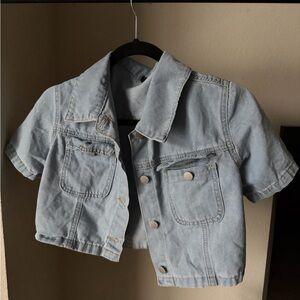 Women's Light Blue Crop Denim style Jacket